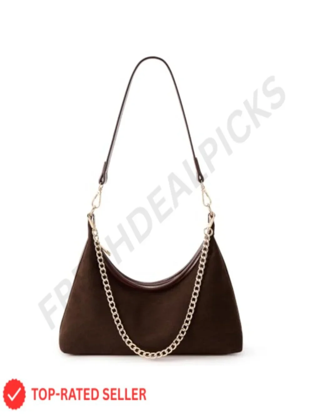 Faux Suede Small Hobo Purse with 3 Detachable Straps Shoulder Bag